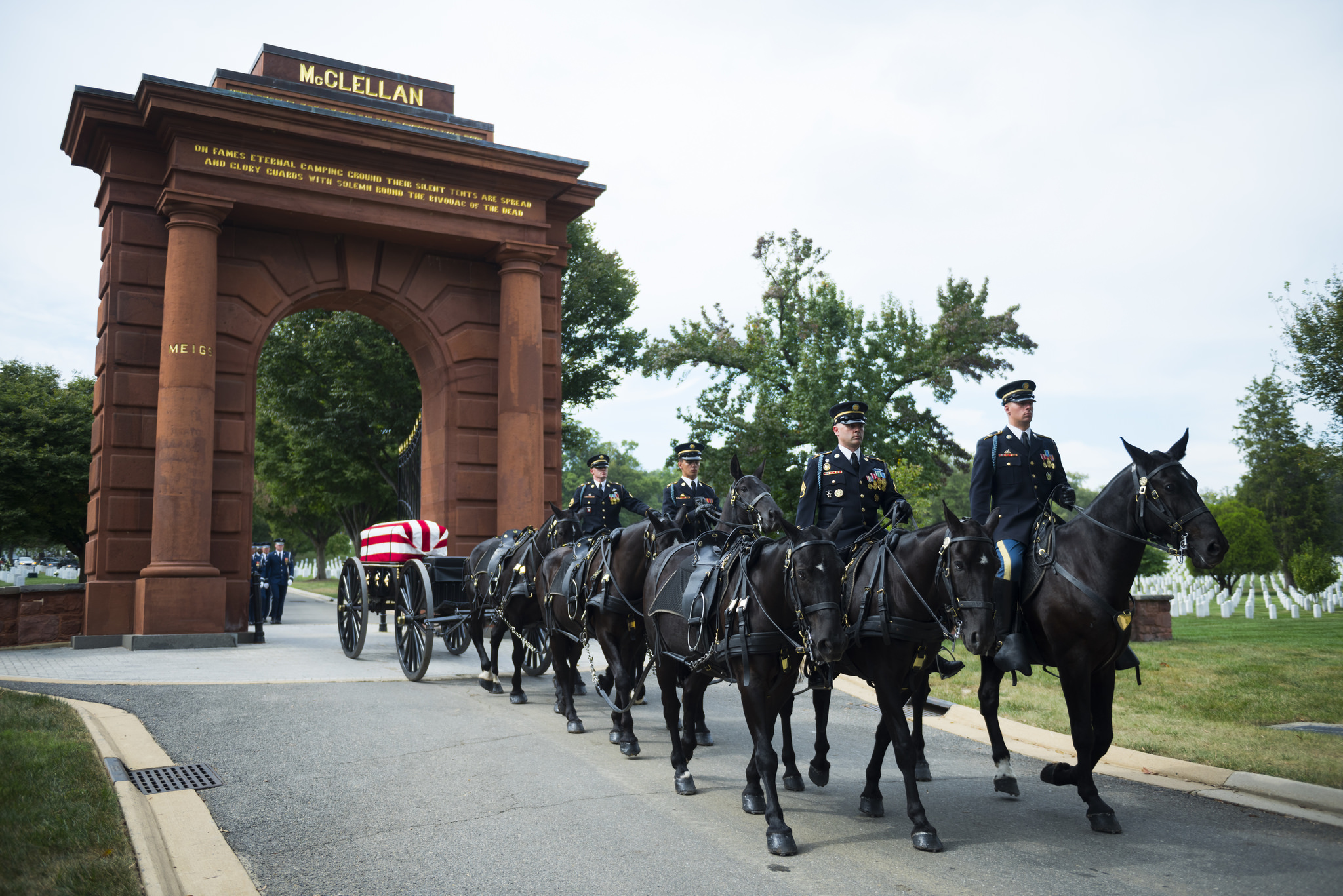 Funerals A horse-drawn caisson in a military funeral honors procession