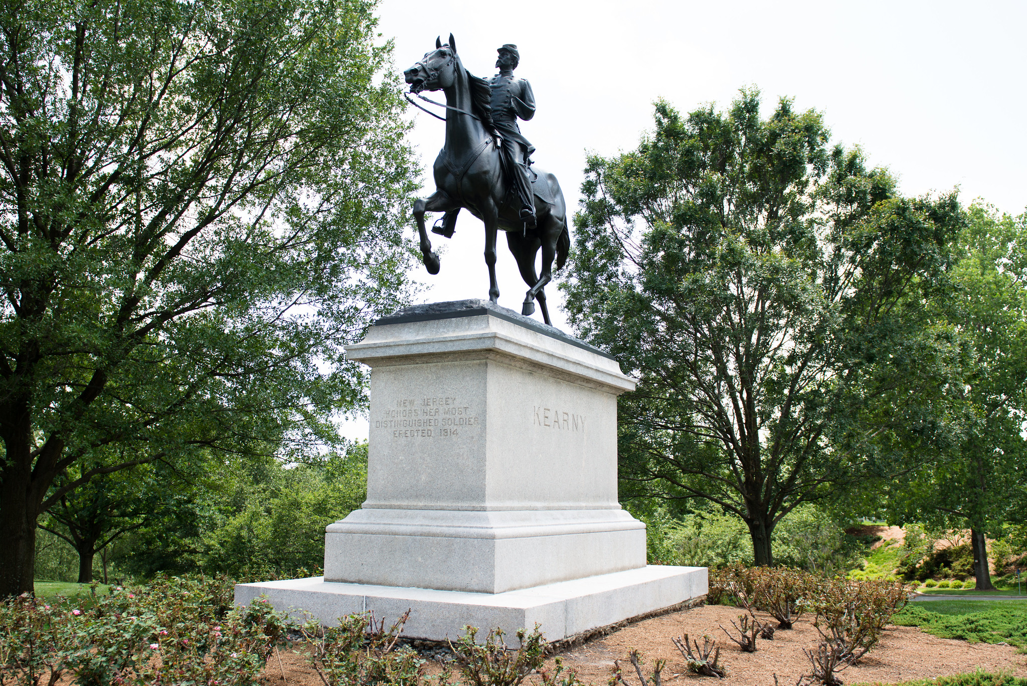 A magnificent equestrian statue commemorates Major General Philip Kearny's cavalry leadership A magnificent equestrian statue commemorates Major General Philip Kearny's cavalry leadership
