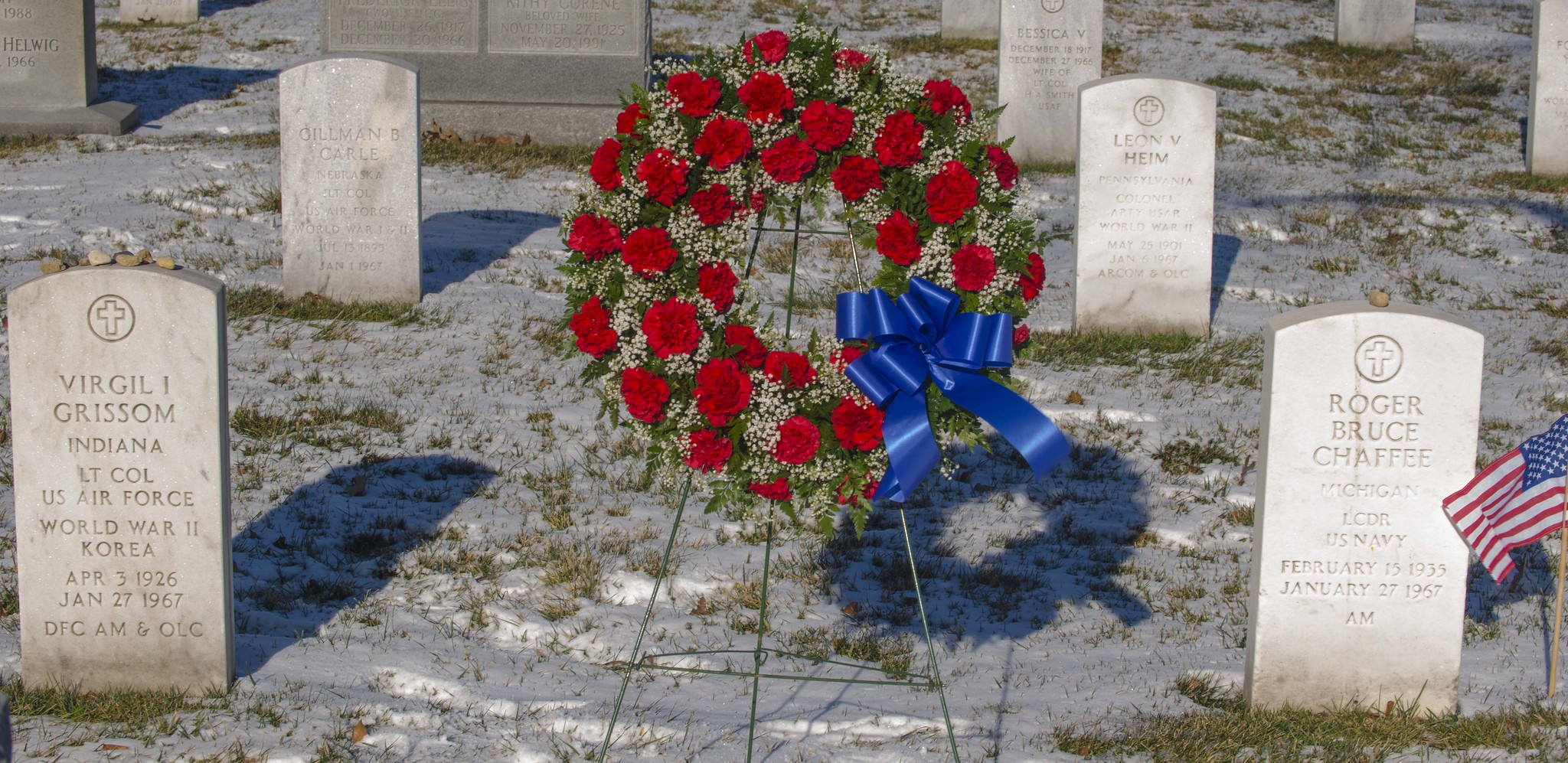 Gravesites of Gus Grissom and Roger Chaffee, who lost their lives in a fire aboard Apollo 1