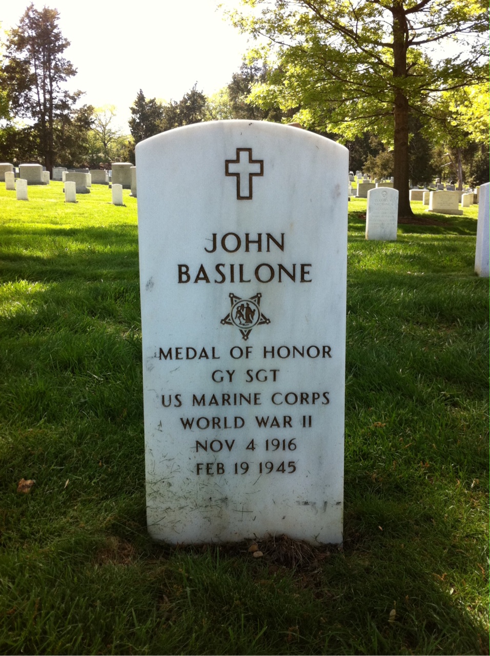 Gravestone of World War II Medal of Honor recipient John Basilone Gravestone of World War II Medal of Honor recipient John Basilone