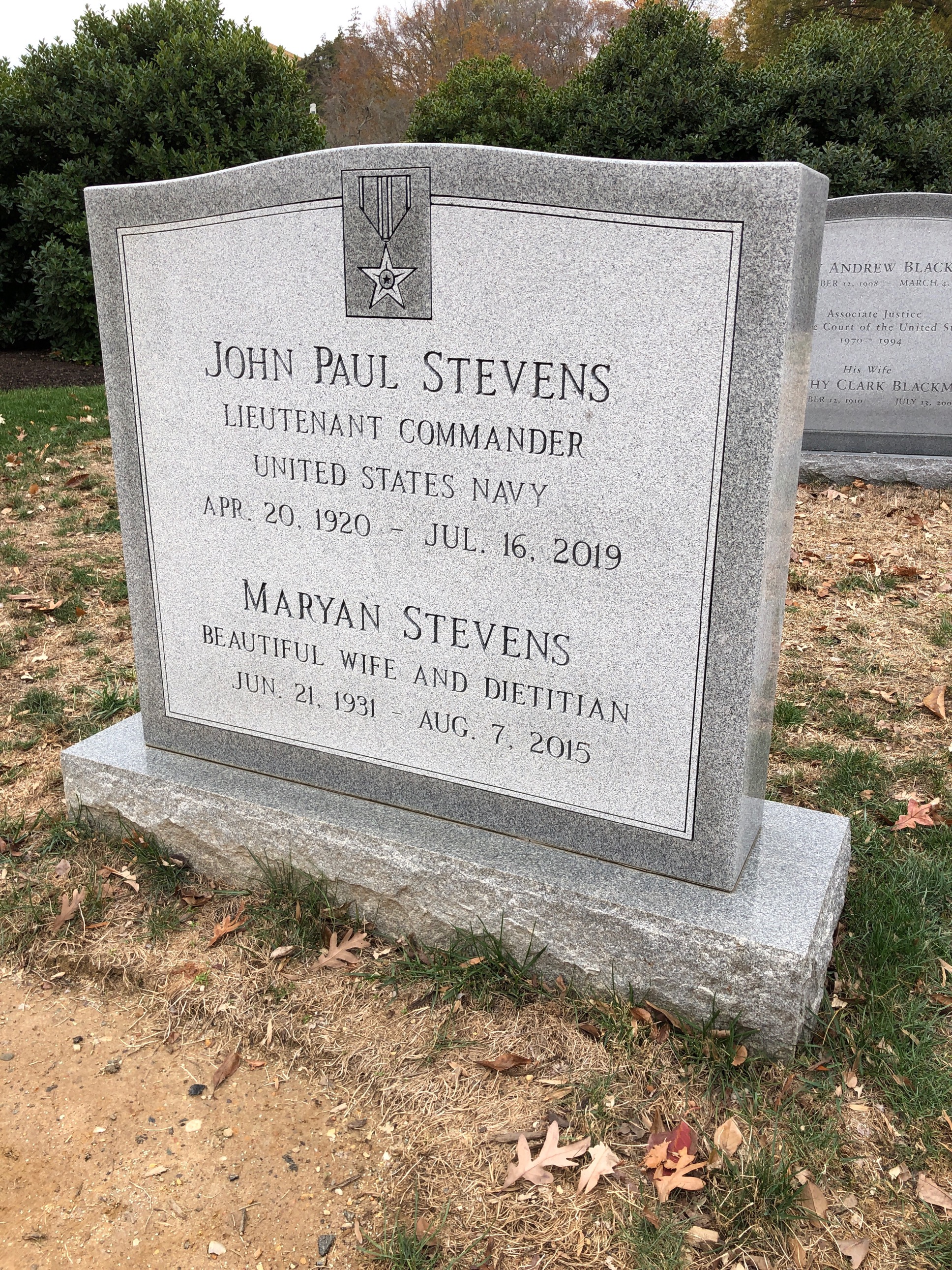 Gravestone of Supreme Court Justice John Paul Stevens Gravestone of Supreme Court Justice John Paul Stevens