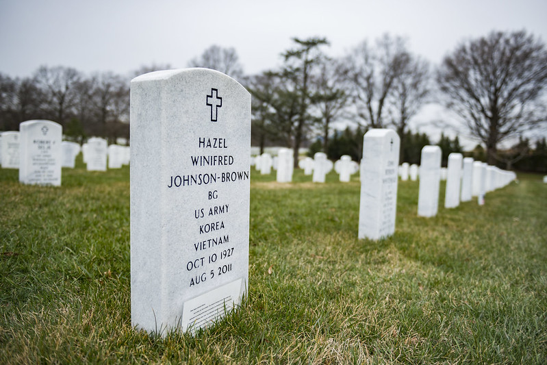 Gravestone of General Hazel Johnson-Brown, the first African American woman general in the U.S. military Gravestone of General Hazel Johnson-Brown, the first African American woman general in the U.S. military