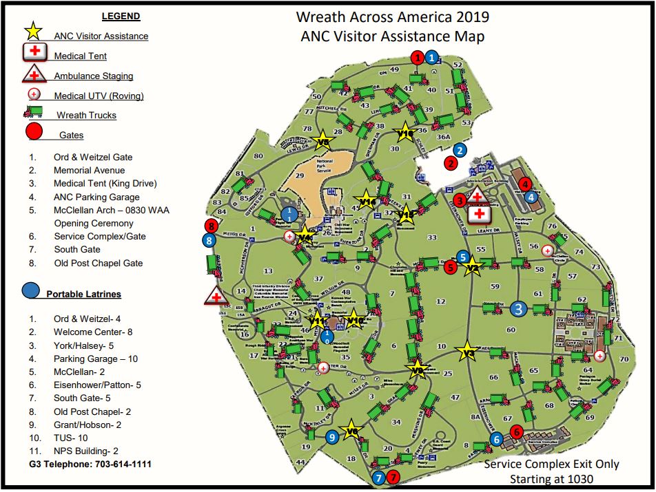 Map Of Arlington National Cemetery Visitor Assistance Map