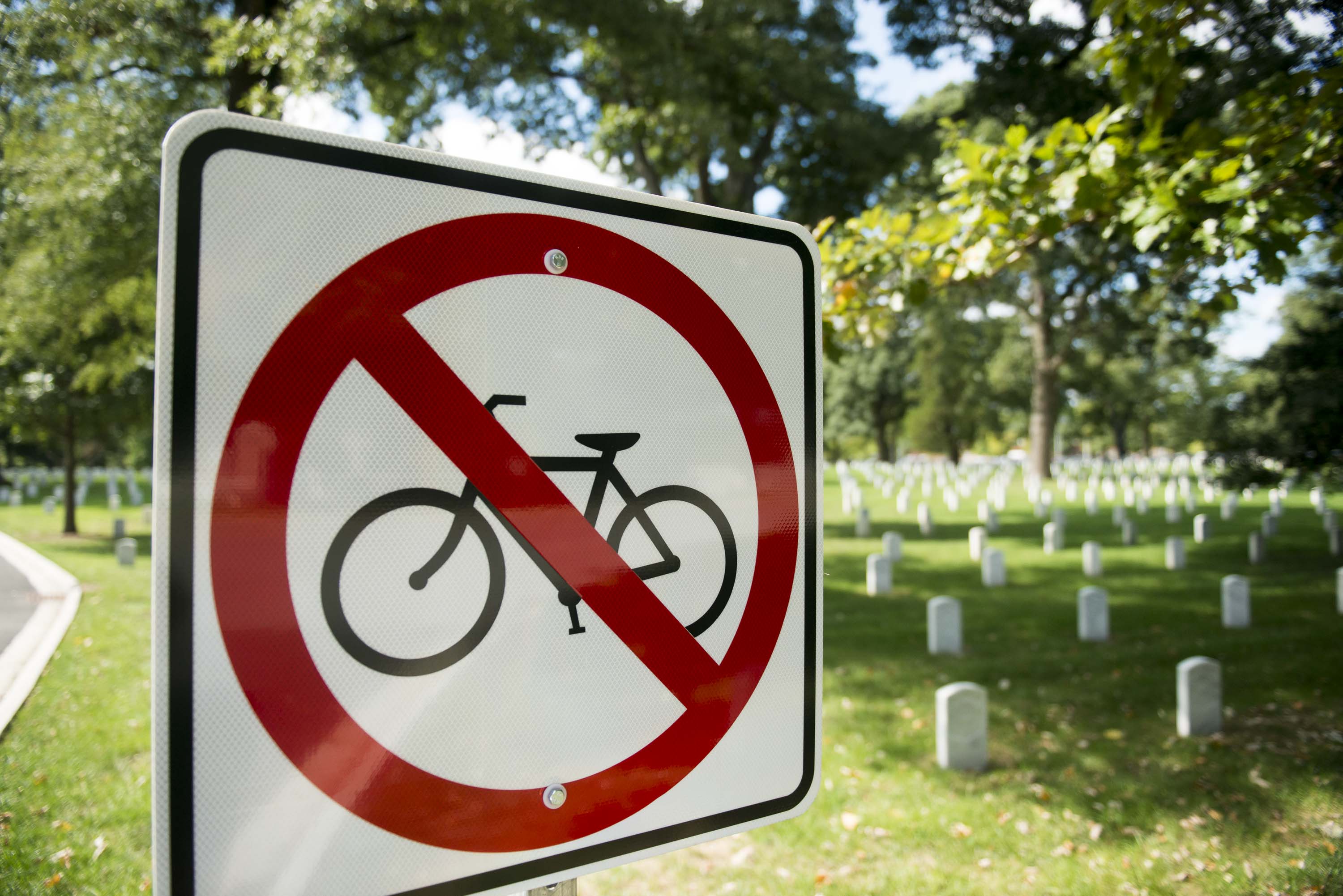 Bicycles parked near the entrance to Arlington National Cemetery