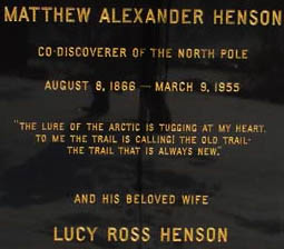 Matthew Alexander Henson Monument, inscribed with a quote from his book